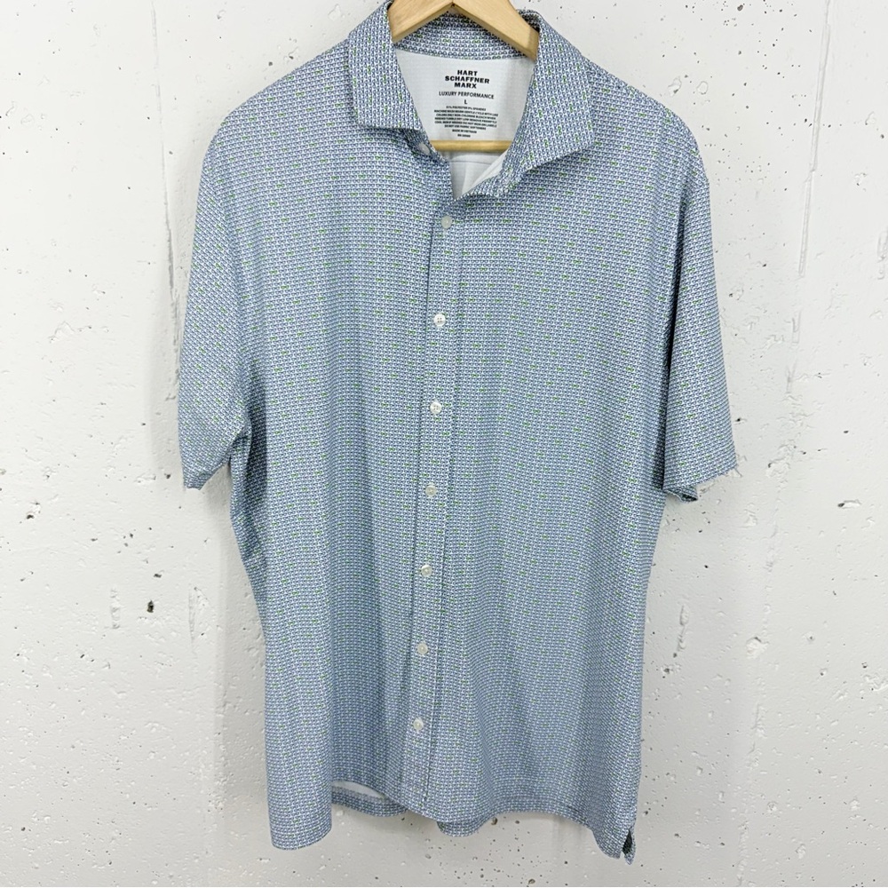 Hart Schaffer Marx Men’s Large Button Down Short Sleeve Luxury Performance Polo